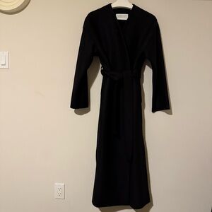 harris wharf London colarless belted wool coat